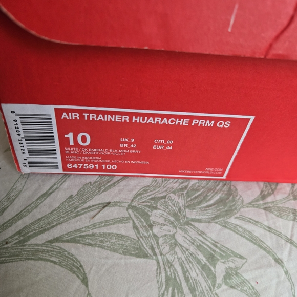 Nike Air Trainer Huarache White Pink Green Sneakers - Picture 2 of 6